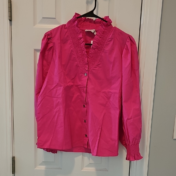 Harshman Tops - Women's Pink Ruffled Blouse